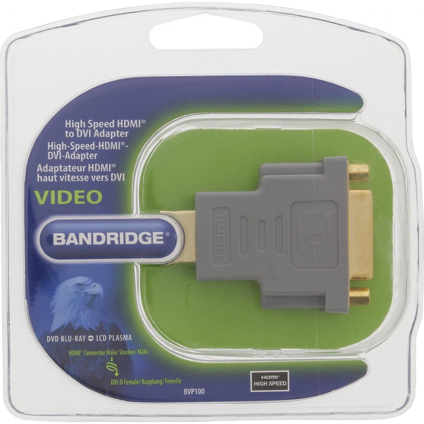 Thumbnail - Bandridge BLUE DVI - HDMI Adapter (HDMI, DVI, 11.50 cm), Data + Video Adapter, Grau