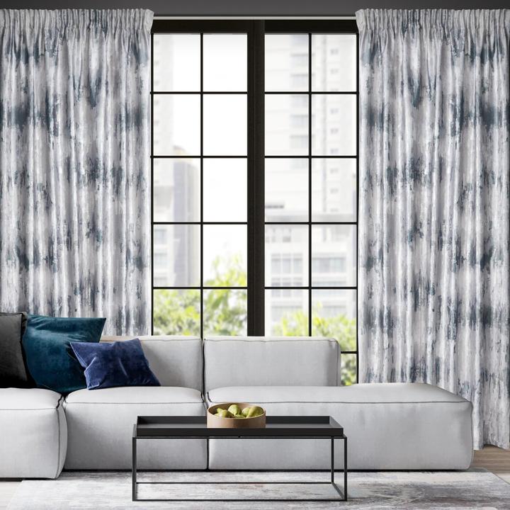 Actual product image Eurofirany TINA curtain in soft velvet with worn pattern and gold print, silver-coloured, grey, 140 x 270 cm (140 x 270 cm)