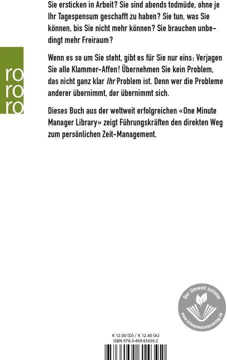 Produktbild Der Minuten Manager und der Klammer-Affe (Deutsch, Kenneth Blanchard, 2002)