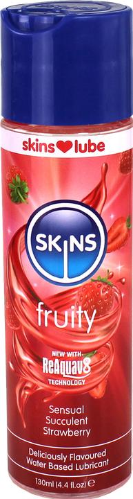 Actual product image Skins Fruity Strawberry Lubricant 130 ml - Water-based, vegan, sugar-free and reactivatable (130 ml)