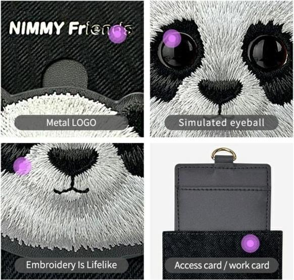 Actual product image iLike Nimmy card wallet black Glasses Panda