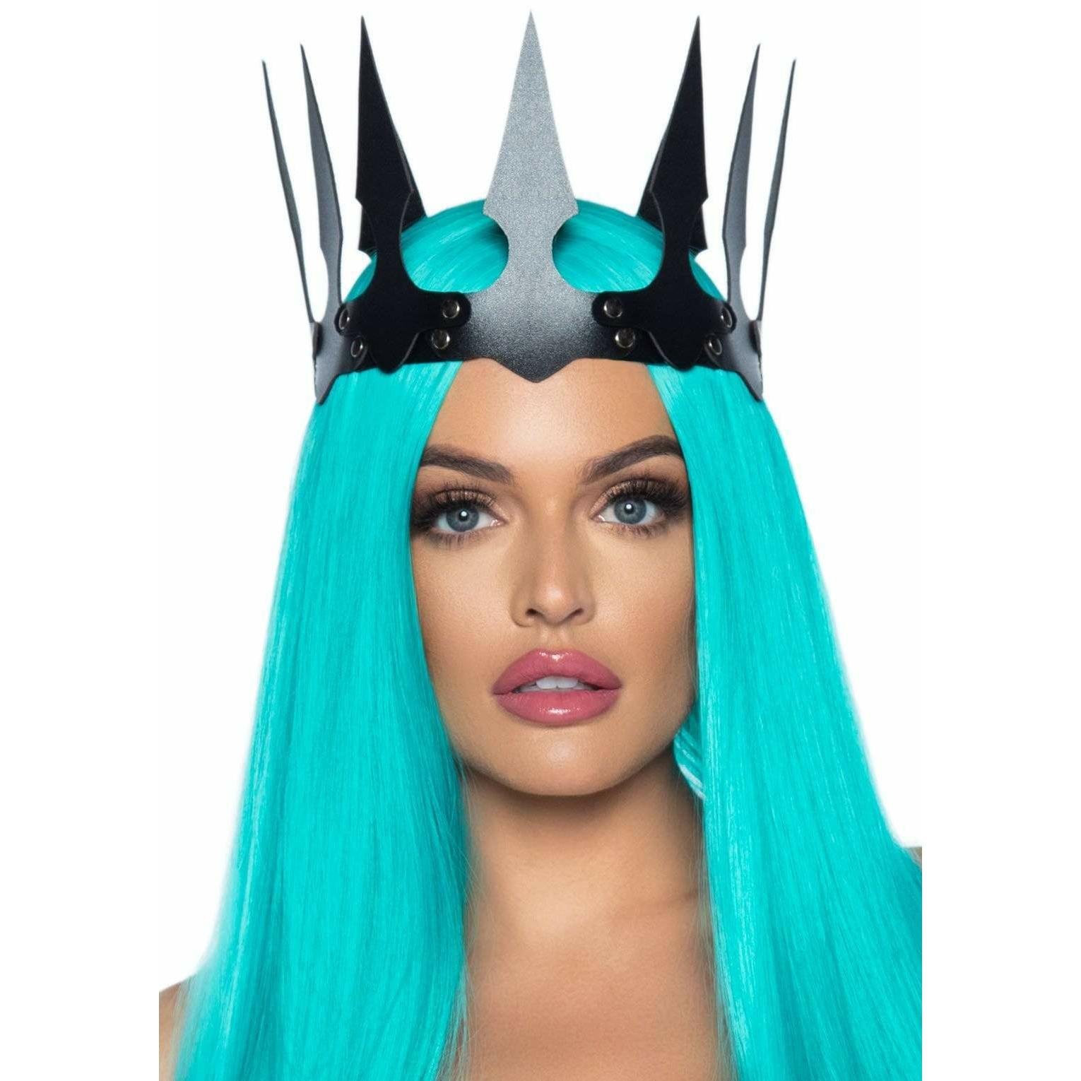 Leg Avenue Kunstleder Maleficent Krone Mit Nieten Schwarz