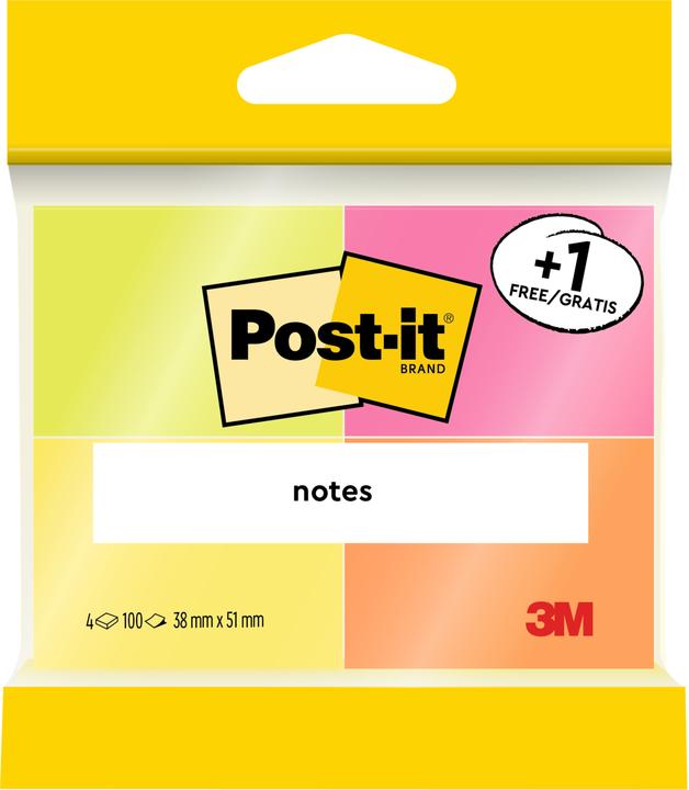 Produktbild Post-it Haftnotizen 3 + 1 (51 x 38 mm)