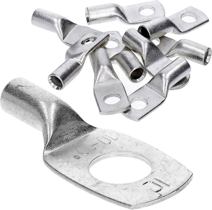 Kalitec 10 Stück HR10-10 Handelsübliche Rohrkabelschuhe 10mm² M10 I ohne Sichtloch I Made in Germany