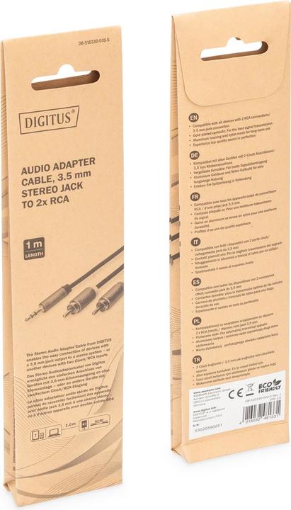 Actual product image Digitus Audio adapter cable, 3.5mm jack to cinch (1 m, 3.5mm jack (AUX))
