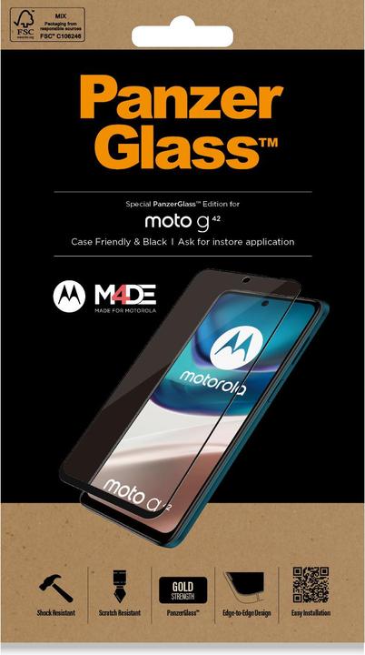 Actual product image PanzerGlass Ultra-Wide Fit (1 Piece, Motorola Moto G42)