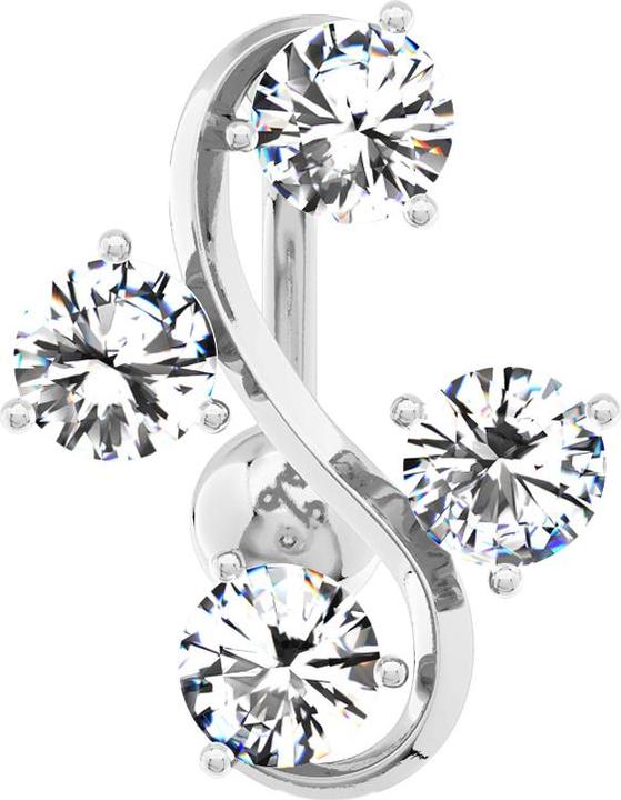 Image du produit Hollywood Body Jewelry Banane argentée avec boule Vigne avec quatre cristaux argentés (Laiton, Acier chirurgical 316L)