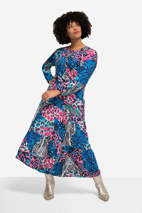 Produktbild Angel of Style Maxikleid, farbiges Leo-Muster, Rundhals, Knopfleiste, Langarm (50)