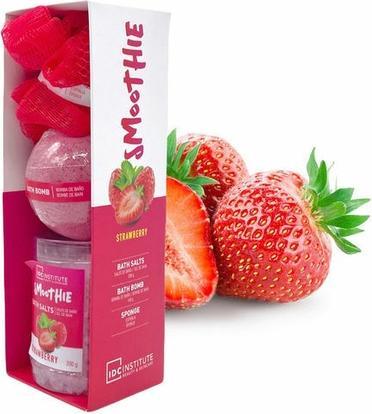 Image du produit IDC Institute Coffret cadeau pour la Fête des Mères Fraise Smoothie Bath Salts Bath Bomb and Sponge