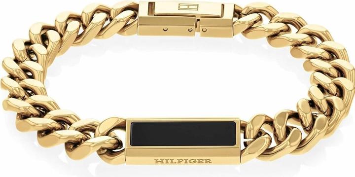 Immagine prodotto Tommy Hilfiger Bracciale senza tempo in onice placcato oro 2790539 (21 cm, Acciaio inossidabile)