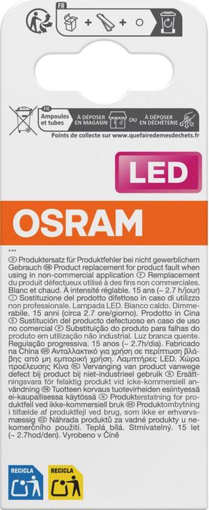 Image du produit Osram LED Leuchtmittel LED Retrofit CLASSIC ST45 3.4W 827 Clear E27 Dimmbar Warm weiss 4099854465192 (E27, 470 lm, 1x)
