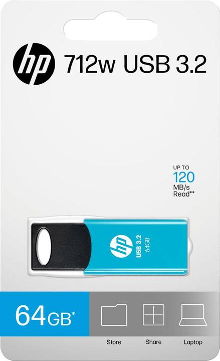Actual product image HP 64GB 712w Blue USB 3.2 Flash Drive (64 GB, USB-A)