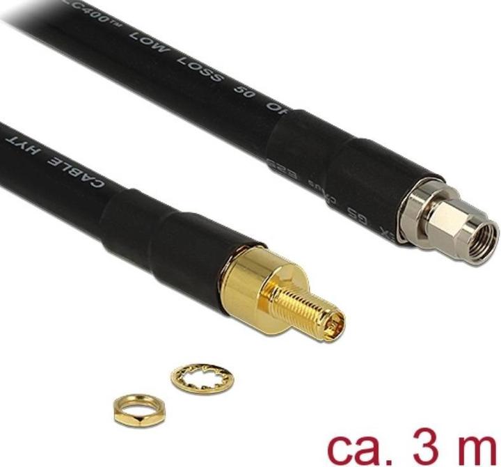 Produktbild Delock RP-SMA Buchse zu RP-SMA-ST 3 Meter (0.35 dB, Antennenkabel)