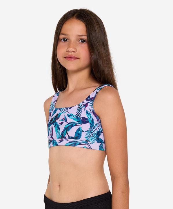 Produktbild Olaian Bikini-Oberteil Mädchen Bustier verstellbar 500 Nora violett geblümt (140)