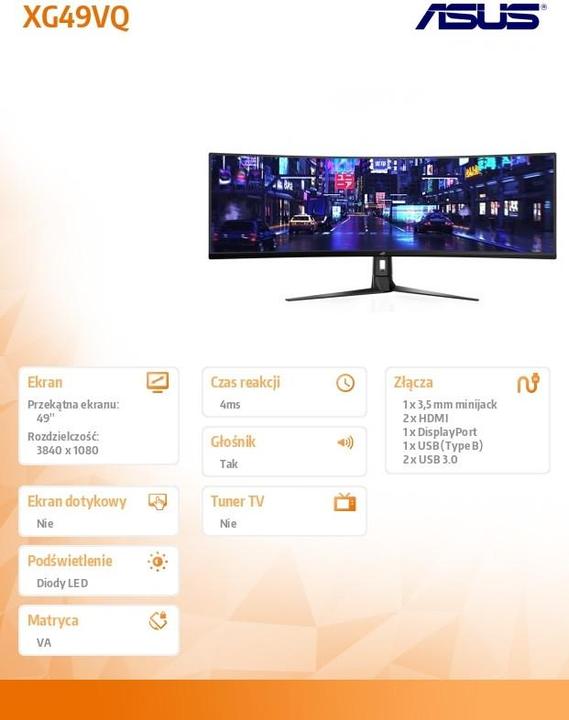 Actual product image ASUS ROG Strix XG49VQ (3840 x 1080 pixels, 49")