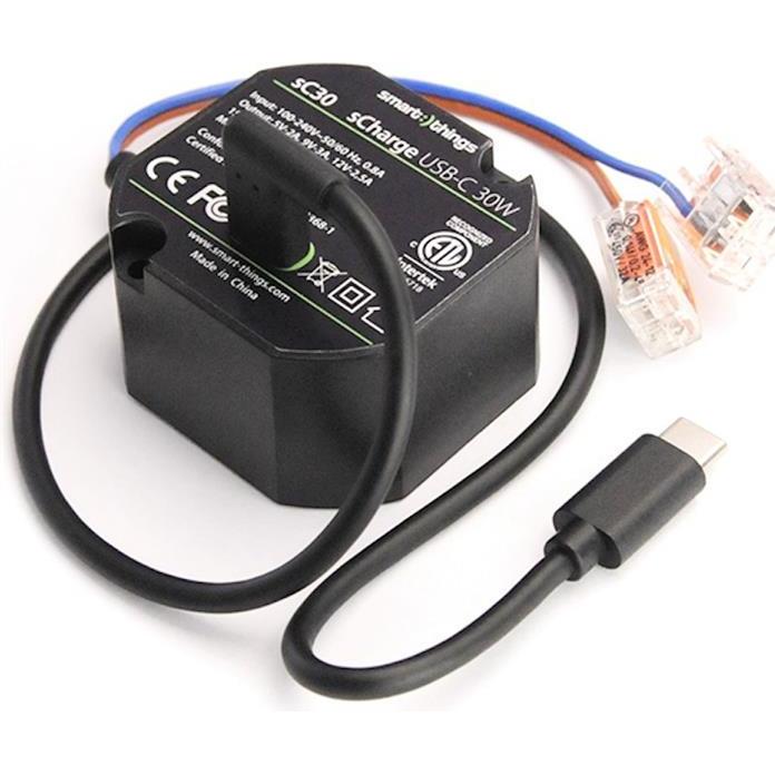 smart things sC30 sCharge Unterputz Netzteil 30W USB-C (30 W), USB Ladegerät, Schwarz