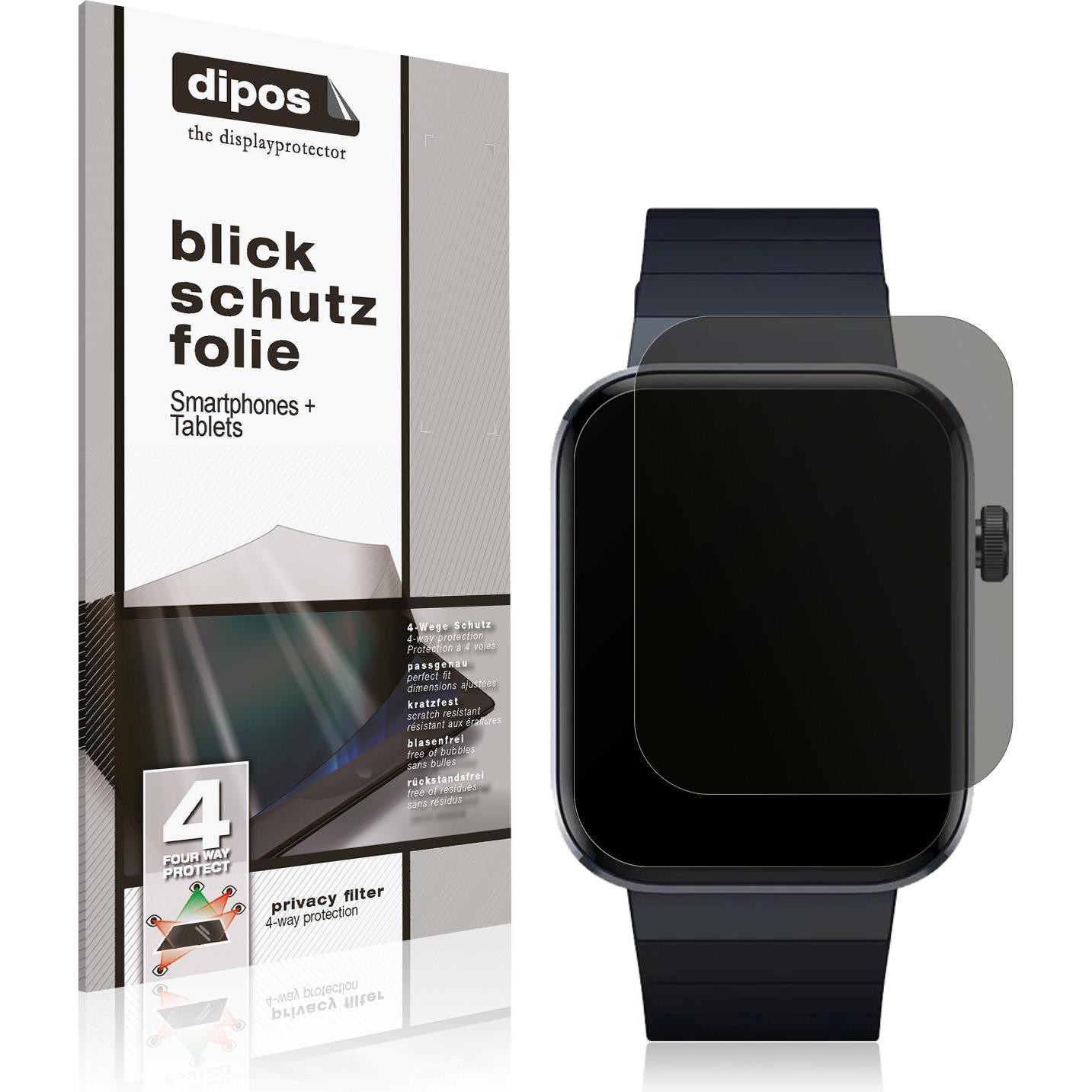 Dipos Blickschutzfolie 4-Way Privacy, Smartwatch Schutzfolie, Transparent