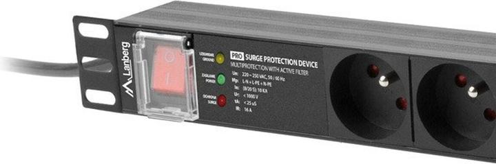 Actual product image Lanberg PDU-PRO-07E-0200-BK power distribution unit (PDU) 6 AC outlet(s) 1U Black
