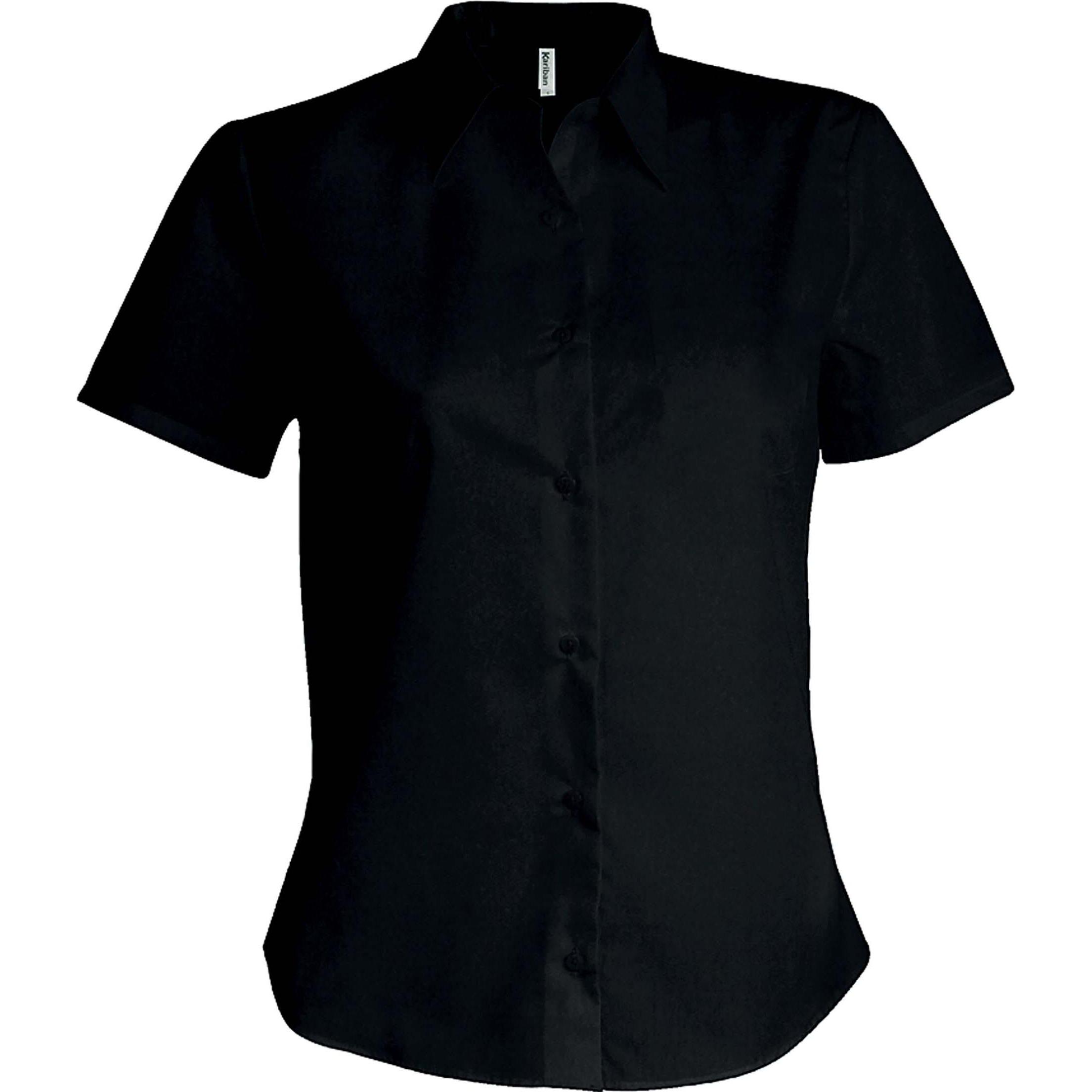 Kariban, Damen, Hemd, Damen-T-Shirt aus Baumwolle mit kurzen Ärmeln, Schwarz, (XL)