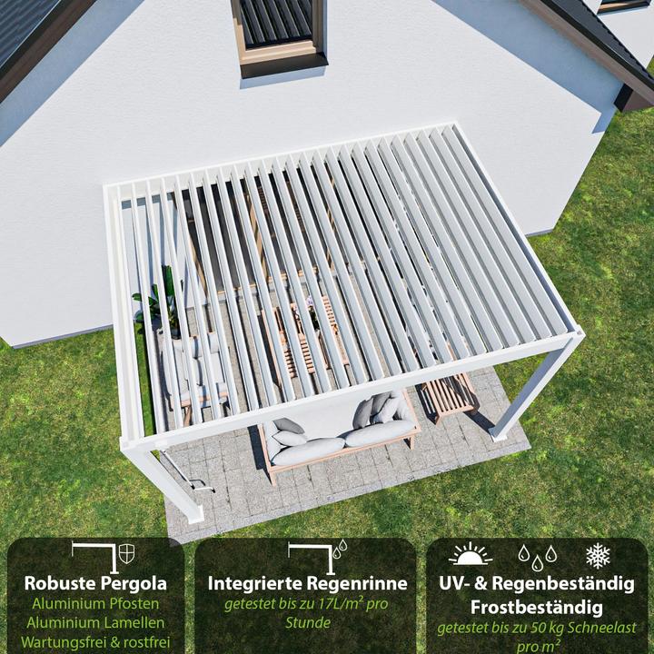Immagine prodotto Weide Pergola a muro Deluxe Plus 3x4m Bianco (400 cm, 300 cm)