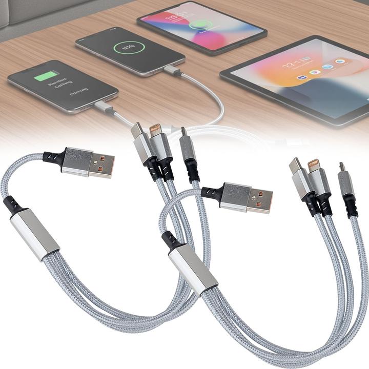 Produktbild Ideoon 2er Set 3in1 Universal USB-Schnellladekabel, 25 W, 30cm (0.30 m, 25 W)