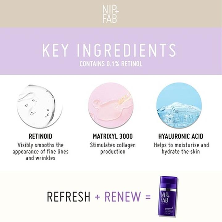 Actual product image Nip + Fab Retinol Fix Night Cream (Overnight Cream) 50 ml (L) (50 ml, Night cream)