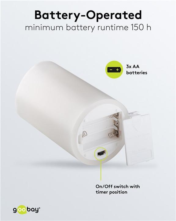 Image du produit Goobay LED-Echtwachskerze, weiss, 10 x 15 cm (1 x)