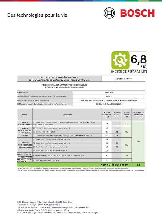 Nutritional values and ingredients Bosch Hausgeräte Move 16Vmax