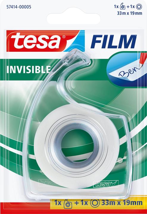 Produktbild tesa 1x tesafilm INVISIBLE mit Handabroller, matt-unsichtbar, alterungsbeständig und reissfest