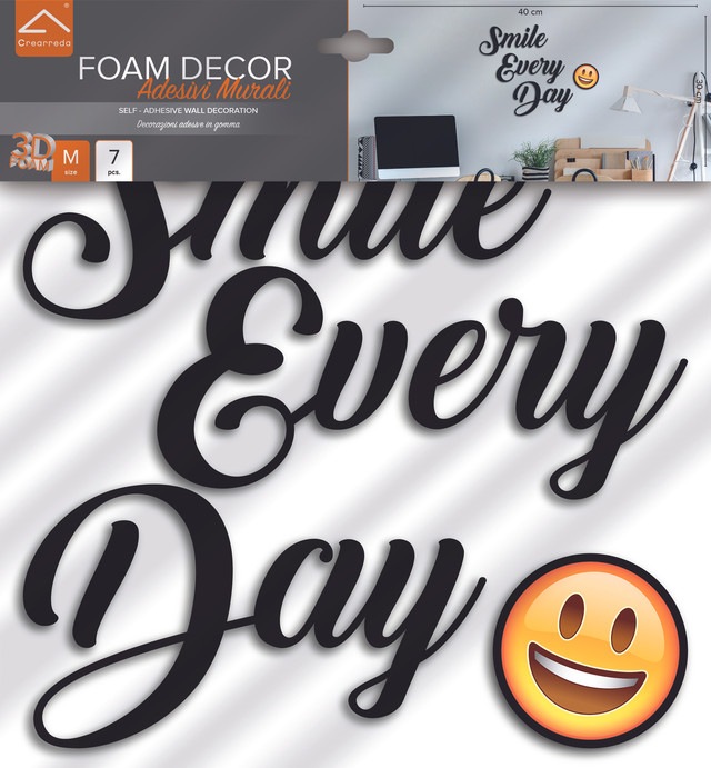 Immagine prodotto Crearreda Foam Wall Sticker 31x31 cm Smile Every Day (31 x 31 cm)