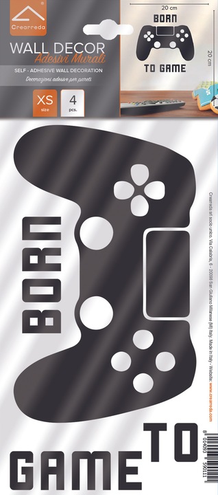 Immagine prodotto Crearreda Wallsticker 15x26 cm Born To Game (15 x 26 cm)