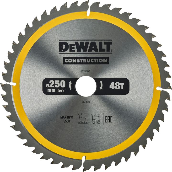 DeWalt Circular saw blade stat. 250/30mm 48WZ