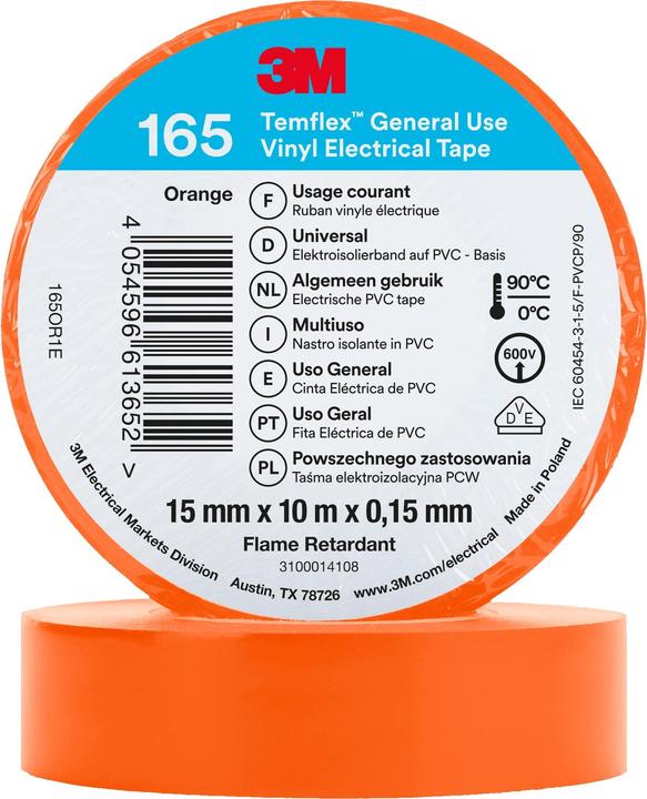 Immagine prodotto 3M Nastro isolante in vinile Temflex 165, 15 mm x 10 m (15 mm)