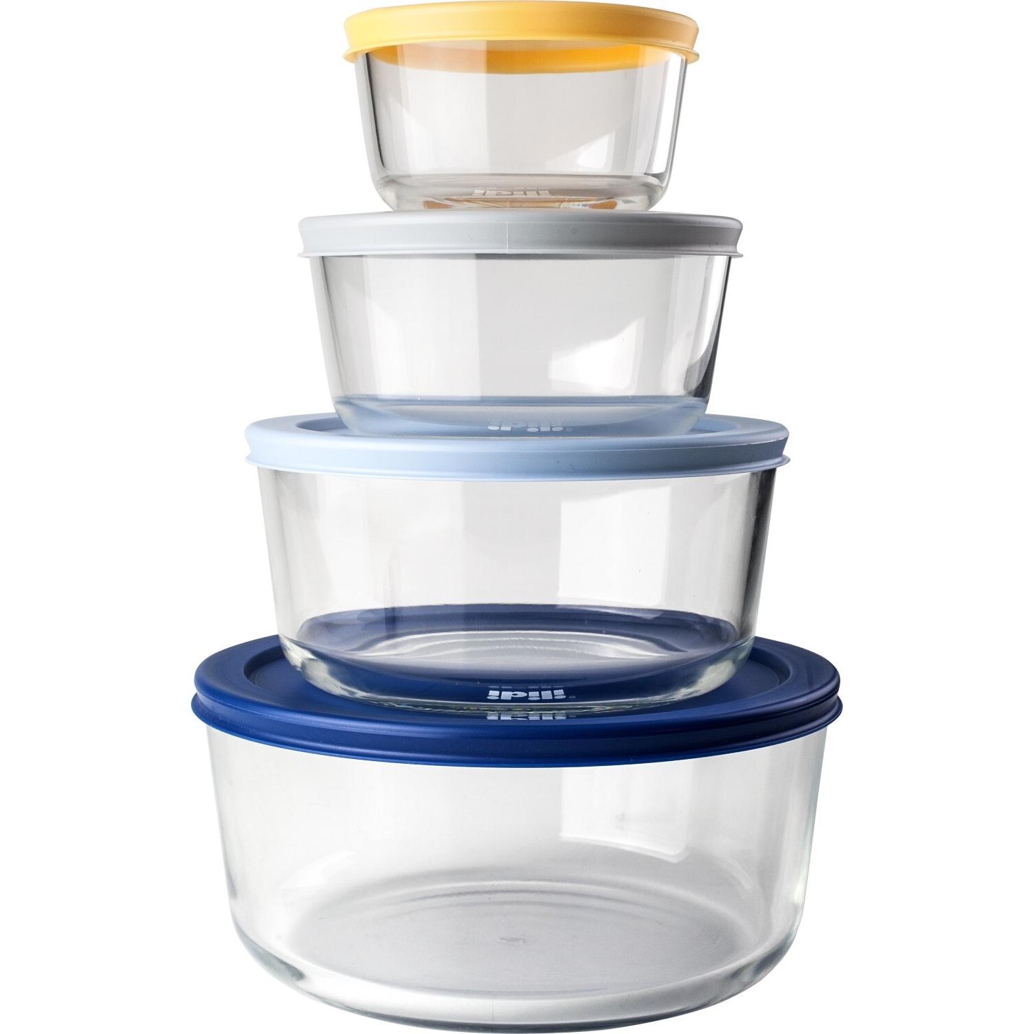 Ibili Set di 4 contenitori da 236 + 472 + 944 + 1652 ml Perfetto per la conservazione degli alimenti, Contenitore per alimenti, Trasparente