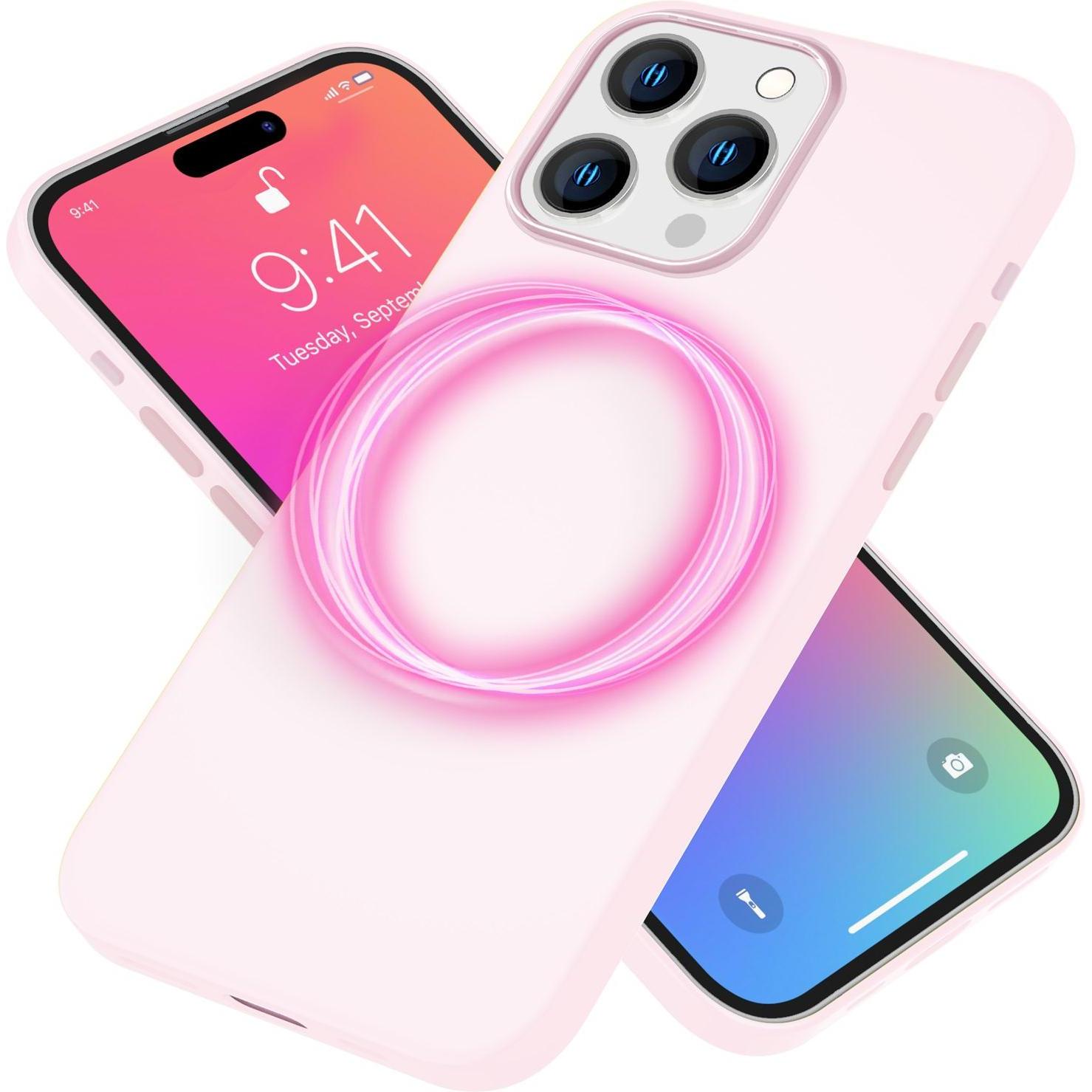 Nalia Liquid Silikon MagSafe Hülle (Apple iPhone 15 Pro Max), Smartphone Hülle, Pink