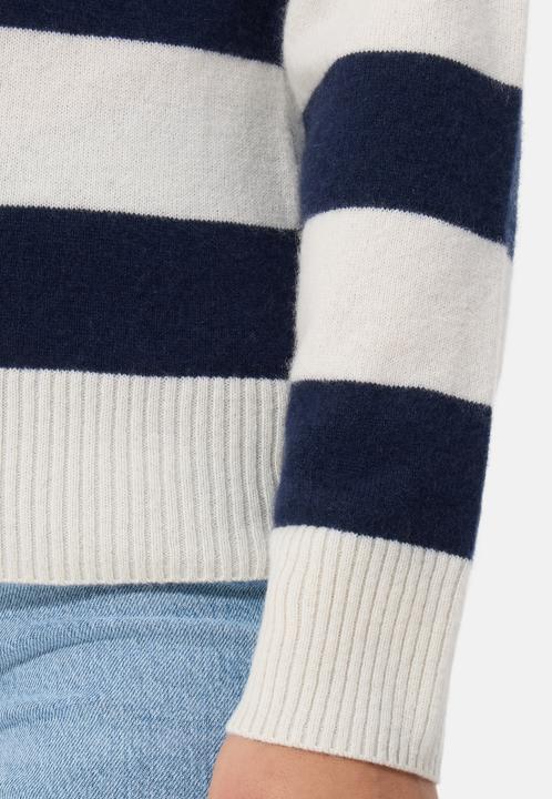 Actual product image Cash-Mere Kaschmir Pullover mit Polokragen gestreift (M)