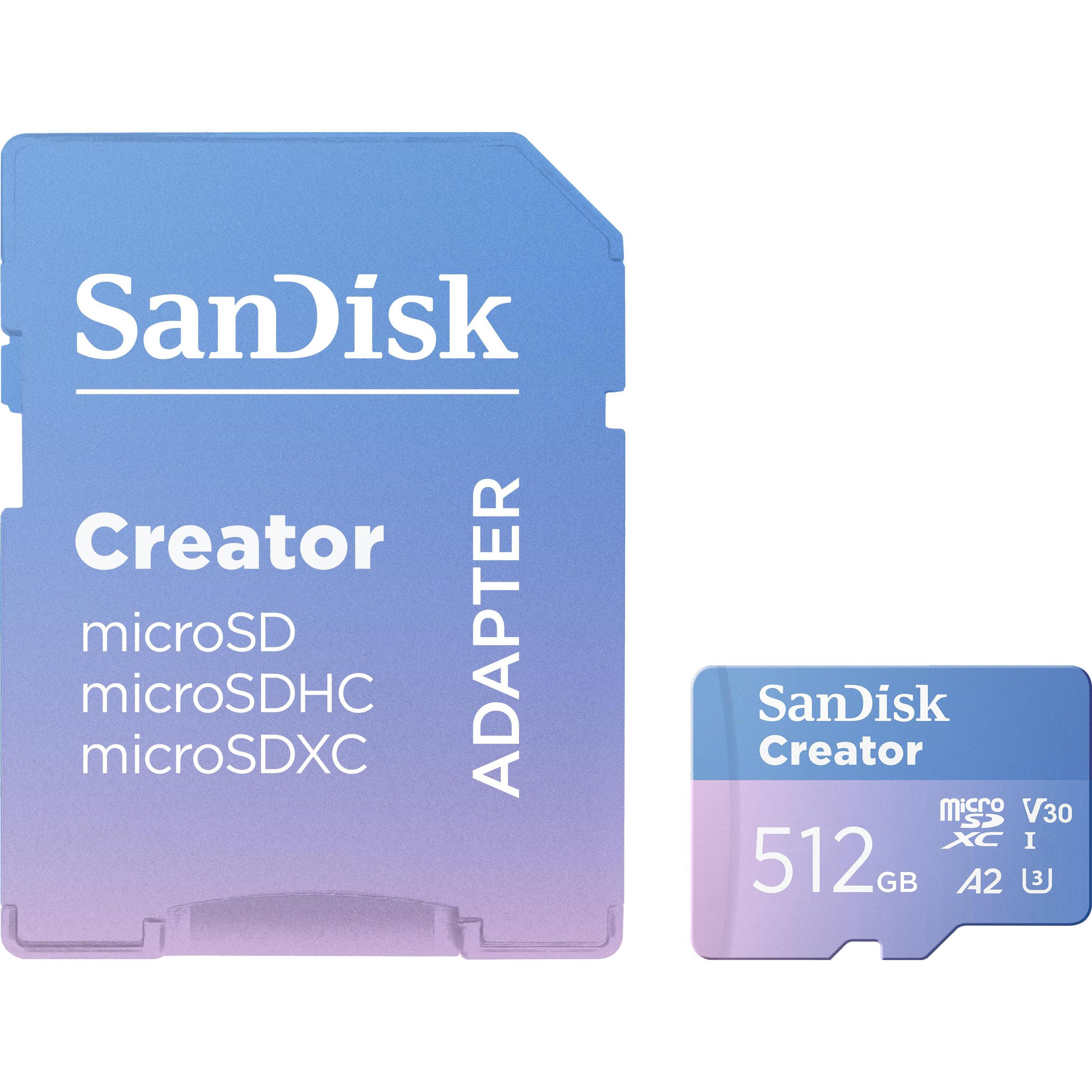 Sandisk Blu/Viola Creatore Uhs-I V30 (512 Gb, Microsdxc, U3, Uhs-I), Scheda Di Memoria,