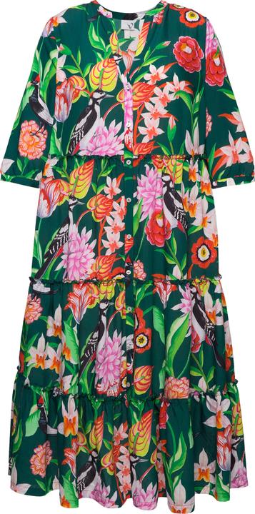 Actual product image Ulla Popken Mixed Floral Print 3/4 Sleeve Dress (42, 44)