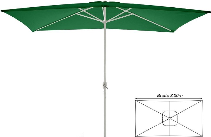 Actual product image VCM Sonnenschirm eckig 2x3m Grün mit Kurbel Marktschirm Rechteckschirm Sonnenschutz (2 m)