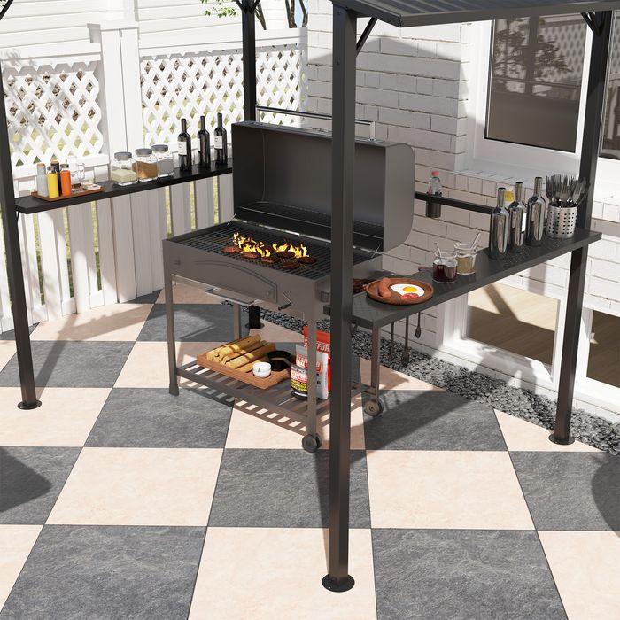 Actual product image Swisshandel24 Grillpavillon 250x160x250 cm wasserdicht Doppelschichtdach, Schwarz (250 cm, 160 cm)