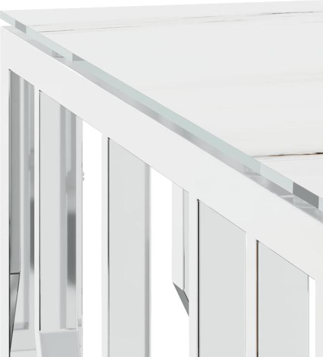 Immagine prodotto vidaXL Couchtisch Silbern 80x80x40 cm Edelstahl und Glas (80 x 80 x 40 cm)