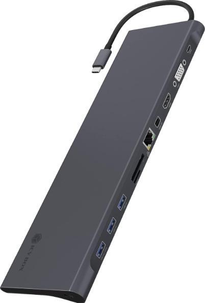 Actual product image Icy Box IB-DK2102-C - 11-Fach USB-C Dual Dock 60W PD (USB-C, 3 Ports)