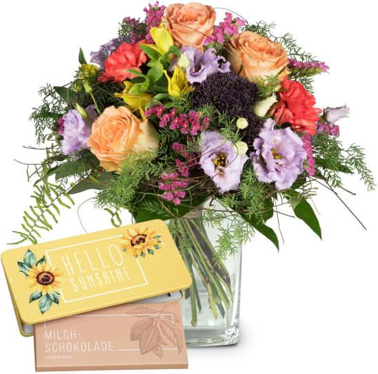 Actual product image Fleurop Symphony of Colors bar of chocolate «Hello Sunshine» (Cut flowers)