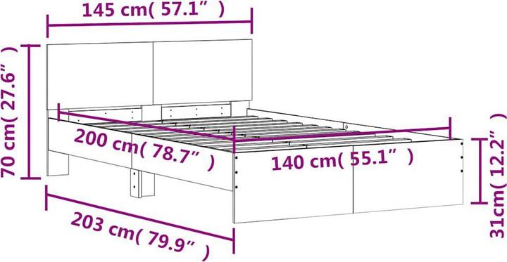 Produktbild vidaXL Bettgestell (140 x 200 cm)