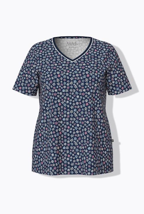 Produktbild Ulla Popken Pyjamashirt, Blüten, V-Ausschnitt, Halbarm (42, 44)