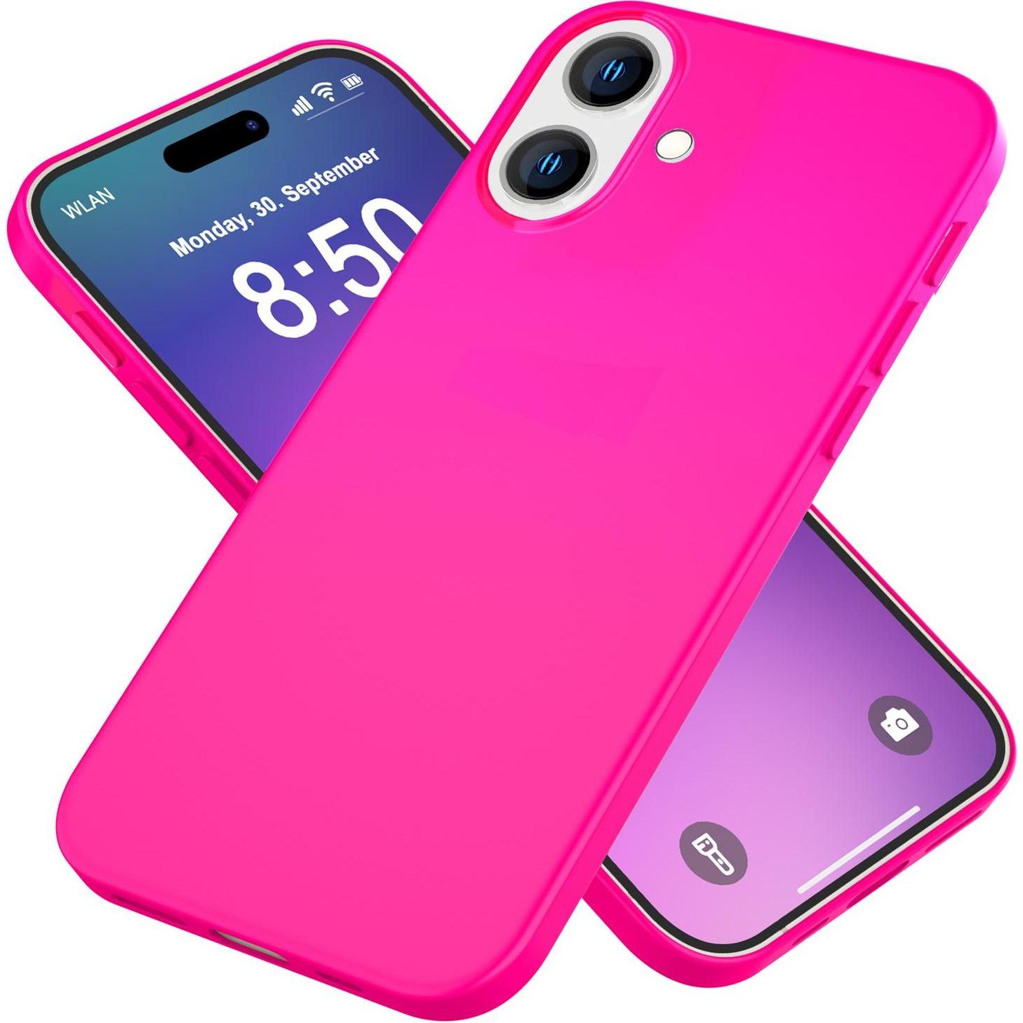 Nalia Neon Silikon Hülle (Apple iPhone 16), Smartphone Hülle, Pink