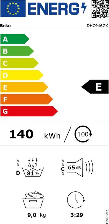 Etichetta energetica Beko DHC946GX (9 kg, A destra)