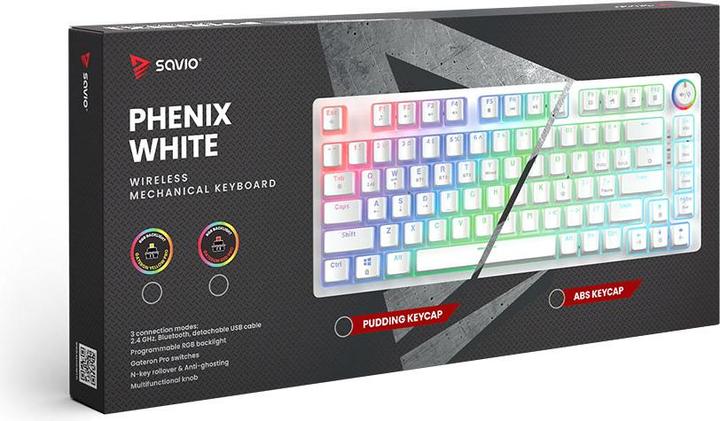 Actual product image Savio Phenix White Gat Yellow (Eng. Int., Cable, Wireless)