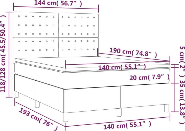 Immagine prodotto vidaXL Boxspringbett (140 x 190 cm)