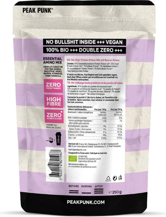 Image du produit Peak Punk Bio Protein Shake (Berry, 1 x, 250 g)